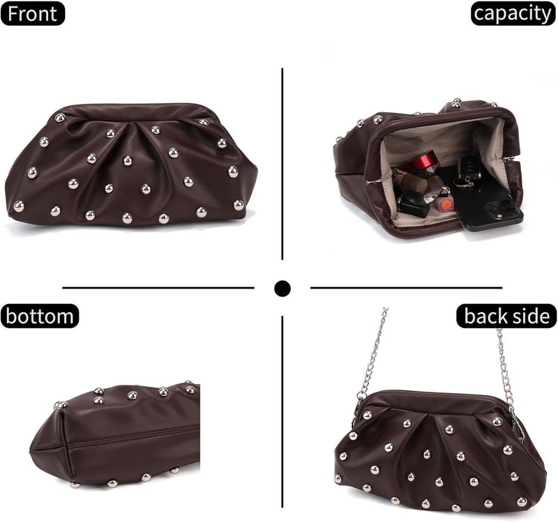 KingTo Store Clutch Purses for Women, Soft Cloud Bag Fashion Dumpling with Ruched Pouch Handbag for Crossbody Shoulder - Image 4